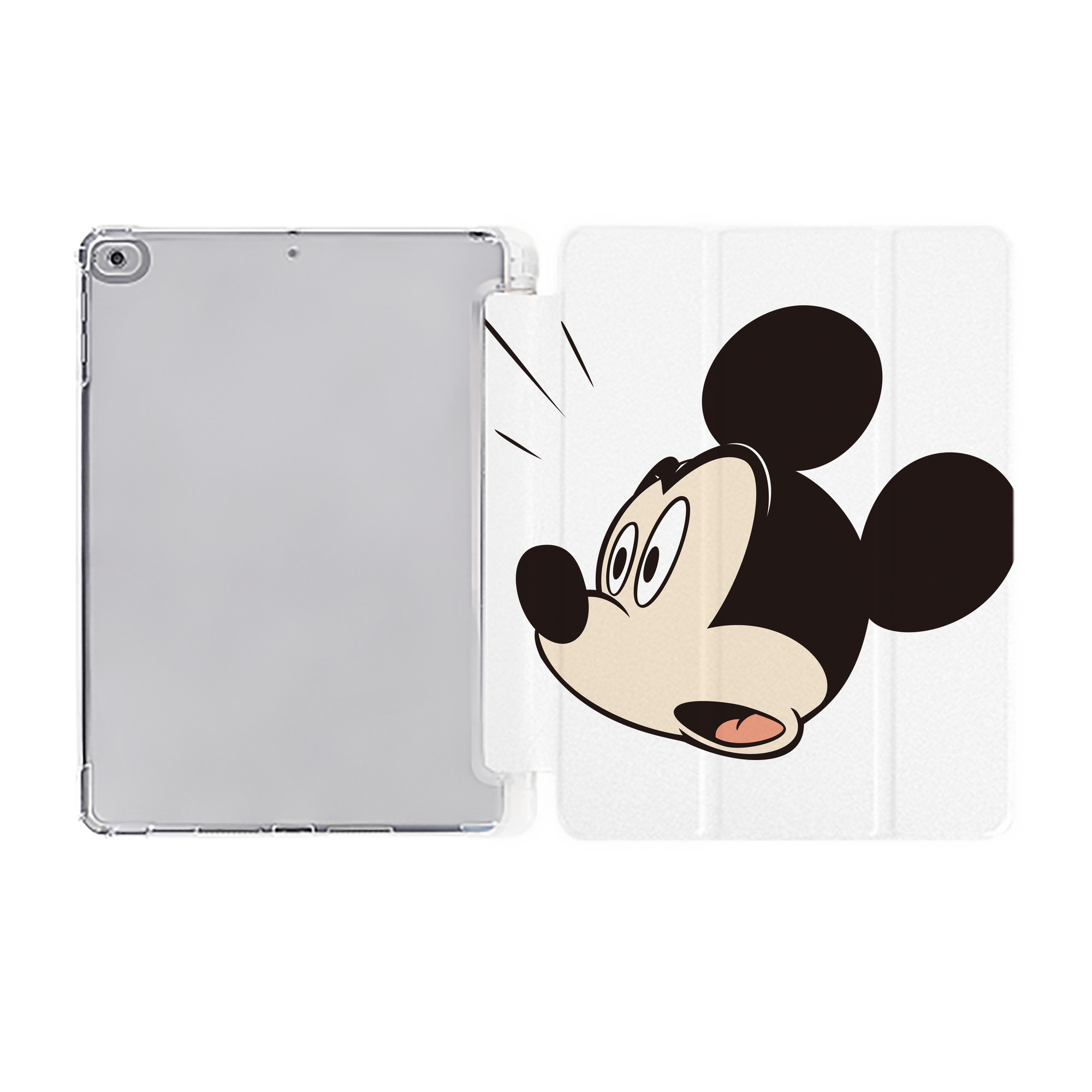 ミッキーマウス Mickey Mouse IPad ケース ペン収納付き 三つ折りスタンド PUレザー×シリコン 対応機種9.5/10.5/10.9インチ